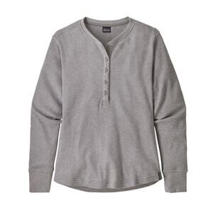 PATAGONIA Women's Waffle Henley Gray Button Long Sleeve Shirt